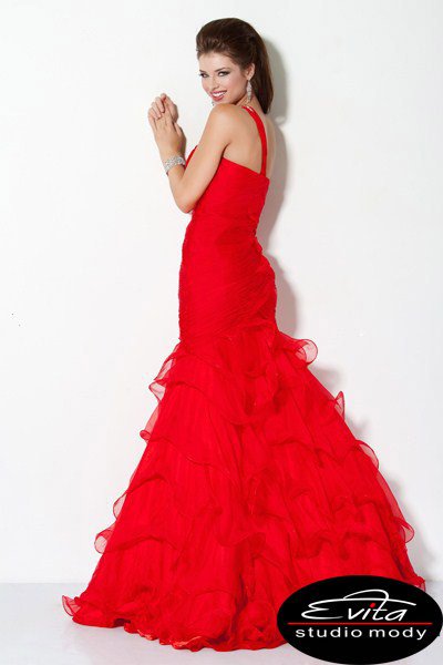 158934(J) sukienka balowa - Czerwone